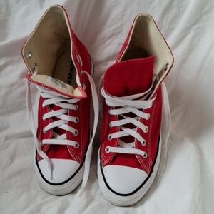 Converse All Stars Red High-Top Athletic Sneakers, Men's Size 7.5, Women's 9.5